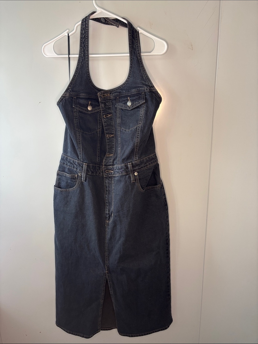 Target Black Denim Halter Midi Dress